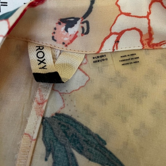 Roxy Women's Long Flower Open Front Kimono Top MB2 Cream Size M/L - Picture 3 of 3